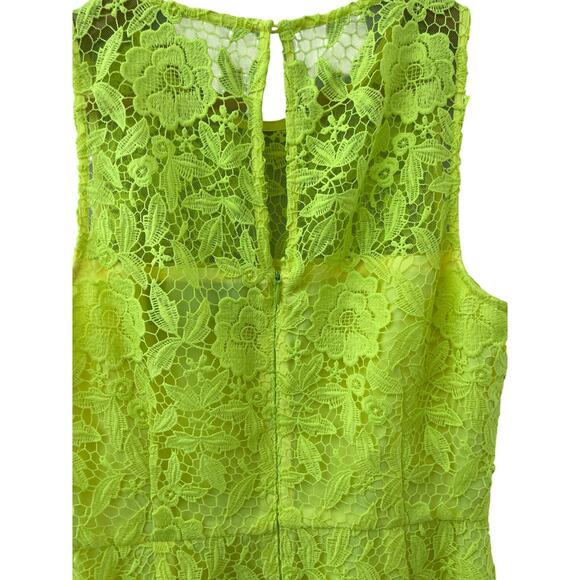 J Crew Collection Neon Yellow Full Lace Cocktail Shift Dress Size 6 - Picture 10 of 12